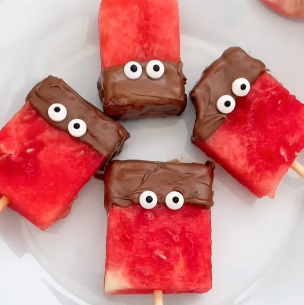 Watermelon monster pops