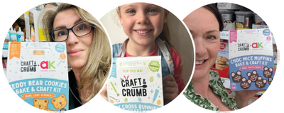 Craft&Crumb baking kit with pre-measured ingredients and baking tools laid out in a neat set